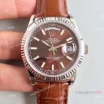 Rolex Rose Gold Day Date Oyster Watch Brown Dial Brown Leather Replica_th.jpg